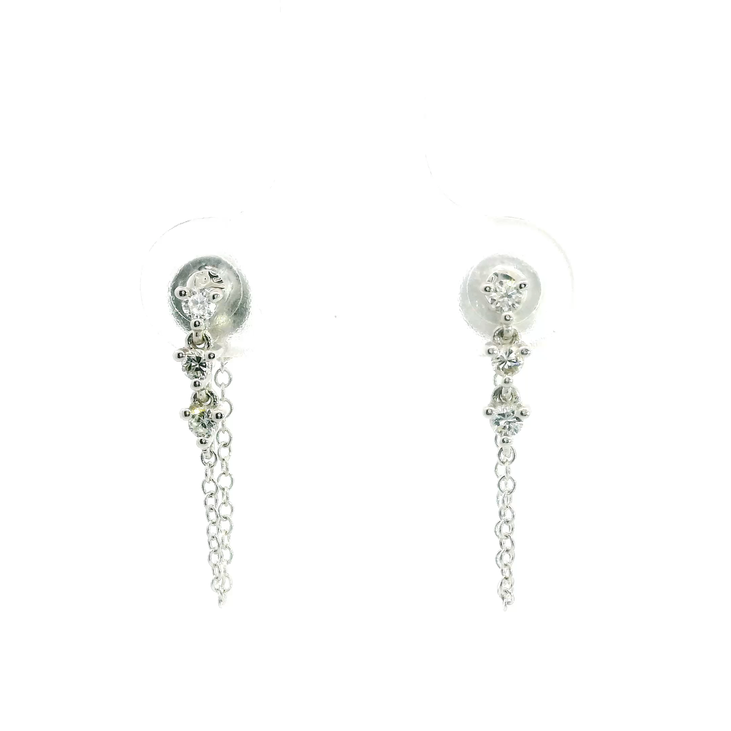 ARETES SEIS BRILLANTES TRES UÑAS CON CADENA