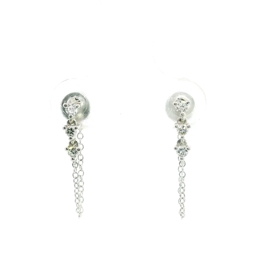 ARETES SEIS BRILLANTES TRES UÑAS CON CADENA