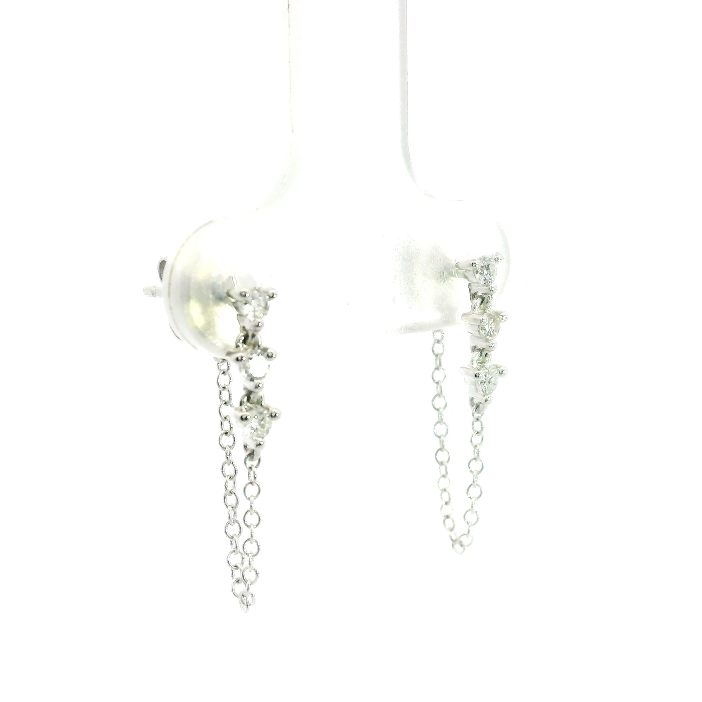 ARETES SEIS BRILLANTES TRES UÑAS CON CADENA