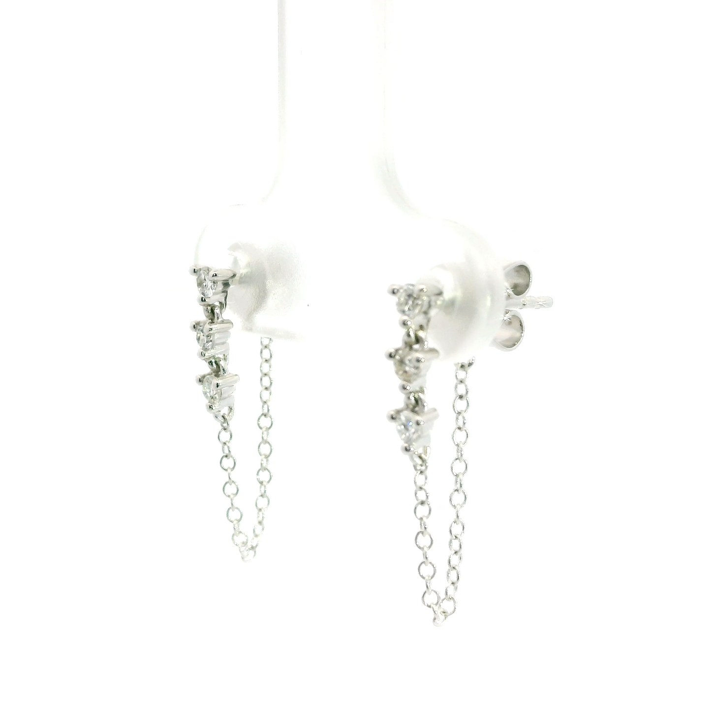 ARETES SEIS BRILLANTES TRES UÑAS CON CADENA